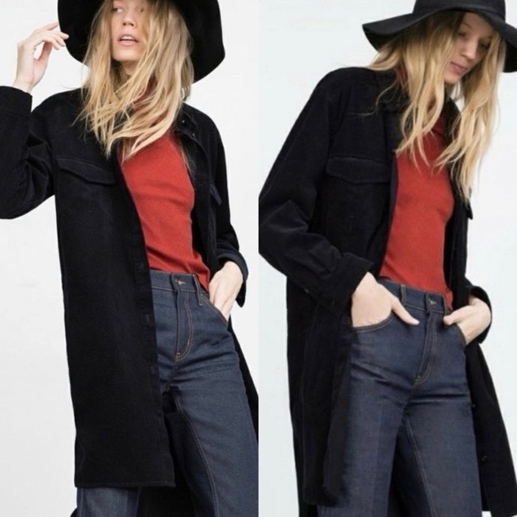 Zara Jackets & Blazers - Zara | Black Corduroy Long Coat